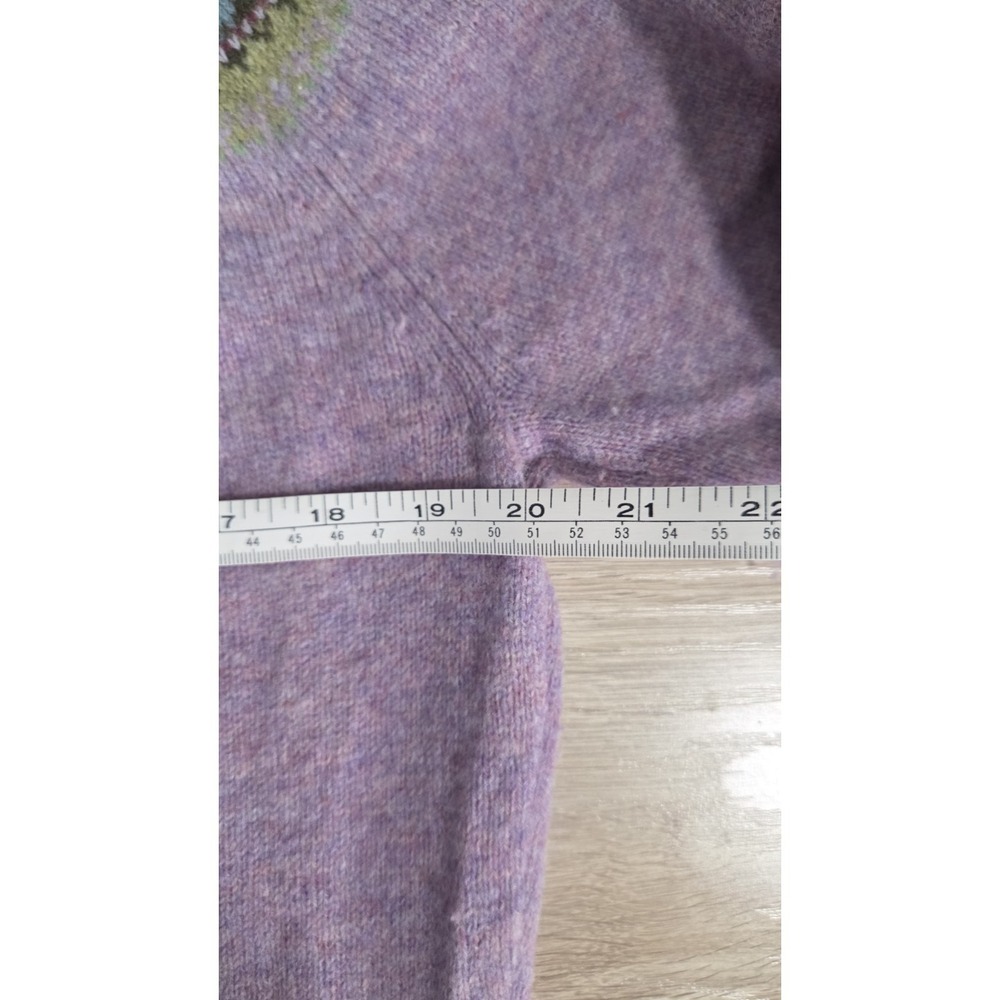 LL Bean Lavender Lamb Wool Pull Over Fair Isle Pattern Sweater Pockets XL Reg - Picture 4 of 6